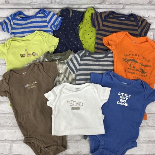 Baby Boys Clothes Size 3 Months Lot Of 11 Pieces Pre Owned Carters Body Suits - $18.17