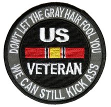 DON&#39;T LET THE GRAY HAIR FOOL YOU NATIONAL DEFENSE RIBBON ROUND PATCH - C... - £4.69 GBP