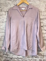 J. Jill Lavender Pullover Blouse Roll Tab Sleeve Collared Size S - $291.89 MXN