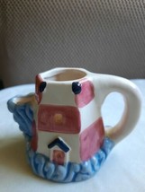 3&quot;H Hand-Crafted Hand-Painted Raised Light-House Ceramic Creamer W/Spout/Handle - £11.26 GBP