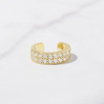 Simulated Diamond Small Adjustable Cuff Earrings 14k Yellow Gold Plated Silver - £22.08 GBP