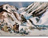 Cecile Johnson Watercolor of Park City Utah UT UNP Chrome Postcard H24 - $4.90