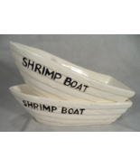 Set of 2 Vintage Ceramic Shrimp Boat Dishes Individual Serving Bowls White - $27.34 CAD