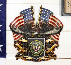 Patriotic US United States Army Eagle Emblem With 2 American Flags Wall ... - $26.99