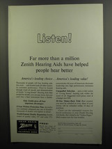 1963 Zenith Hearing Aids Ad - Listen! Far more than a million - $18.49