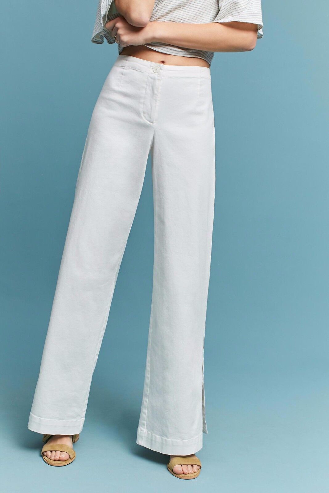 Primary image for NWT PLENTY by TRACY REESE SIDE-SLIT WHITE TROUSER PANTS 4, 6
