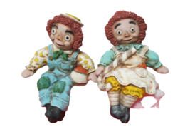 Vintage 1969 Raggedy Ann And Andy Ceramic Shelf Sitters Universal Statuary Corp - £38.93 GBP