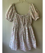 AE Aerie Sz XL Floral Puff Sleeve Ruched Mini Dress with Hand Pockets Pu... - €12,68 EUR