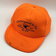 Vintage Participated in Maine Moose Hunt 1999 Snapback Foam Trucker Orange Hat  - £22.15 GBP