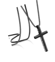 Black Cross Necklaces for Men Christian Faith Bible - $51.41