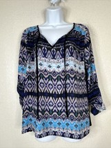 Charming Charlie Womens Size M Blue/Purple Striped Tie Neck Top Long Sleeve - £8.49 GBP