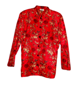 TEDDI PETITE Designer RED MANDARIN Style Women&#39;s JACKET Tunic Blouse Med... - $17.77