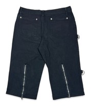 Vintage Super Low Fat Goth + Punk Black Denim Chain Loop 25&quot; Long Zipper Shorts - £30.88 GBP