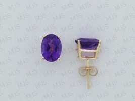 Gift 8x6mm Oval Cut Amethyst 4 Prong Stud Earrings in 925 Silver with Push Back - £28.43 GBP