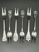 Vintage Set Of 6 Nil Johan Flower Design Forks Silver Plate Prima.Ns.Alp... - £38.26 GBP