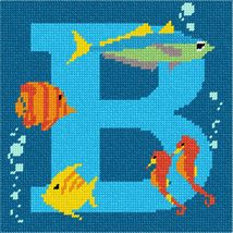 Pepita needlepoint canvas: Letter B Under The Sea, 7&quot; x 7&quot; - $50.00+