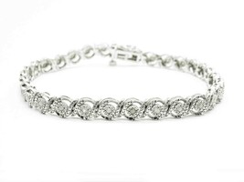 0.5ctw Diamond Round Tennis Bracelet Sterling Silver - £243.80 GBP