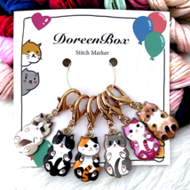 Cat Charms on Hoop Knitting Stitch Markers Zipper Pulls Purse with Lobster Clasp - £10.53 GBP