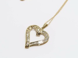 10K Yellow Gold I love You Diamond Heart Pendant Chain - £102.86 GBP