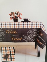 Benson Mills Halloween Trick or Treat Spiderweb Fabric Tablecloth 70&quot; Round - £25.50 GBP