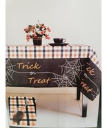 Benson Mills Halloween Trick or Treat Spiderweb Fabric Tablecloth 70&quot; Round - £26.10 GBP