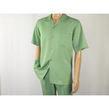 Men MONTIQUE 2pc Walking Leisure Suit Matching Set Short Sleeves 696 Apple Green image 3