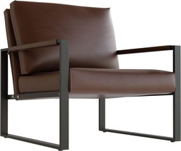 Brown Recaceik Mid Century Modern Accent Armchair, Pu Leather Single Sofa, - £117.24 GBP