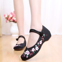 Chinese Shoes Women Embroidery Flats Traditional Embroidered Old Peking Flower C - £19.57 GBP