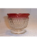 Indiana Glass Diamond Point Ruby Red Flash 4&quot; Glass candy trinket BOWL D... - $23.26 CAD