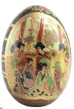 Satsuma Hand Painted Porcelain Moriage Type Egg Geisha And Floral Scene ... - £20.58 GBP