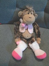 14&quot; Tall Plush Monkey Chimp W Pink Boots &amp; Vest Stuffed Animal Toy - $10.44