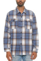 Men&#39;s Blue Sand Checkered Soft Flannel Shacket (M) - $47.52