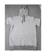 Adidas Sweatshirt Men&#39;s Large Hooded SS Heathered Grey Comfort Sport Pul... - $246.92 MXN