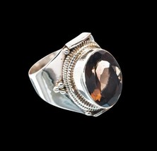 Genuine Smoky Quartz Stone Handmade Natural Boho Gift Ring For Beloved - £68.88 GBP