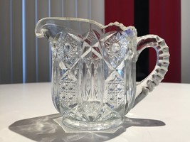 Vintage Clear Crystal Cut Glass Syrup/Creamer Pitcher 50s 60s - £6.25 GBP