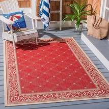 SAFAVIEH Courtyard Collection Accent Rug - 2&#39;7&quot; x 5&#39;, Red &amp; Natural, Non-Sheddin - £34.00 GBP