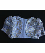Girls&#39; White Boleros, shrugs cardigans with Silver Sequin Swirl Motif - $465.81 MXN