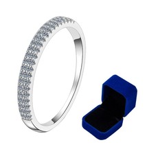 0.23ct Moissanite Half Eternity Ring Sterling Silver Stackable Engagement Ring S - £38.94 GBP