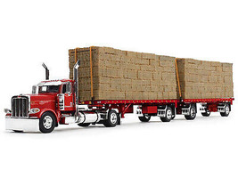 Peterbilt 389 Day Cab with Utility Dual 28.5&#39; Flatbed Trailers with Hay Loads... - £143.43 GBP