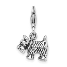 Sterling Silver 3D Antiqued Scottie Dog Lobster Clasp Charm Pendant 20mm x 13mm - £14.73 GBP