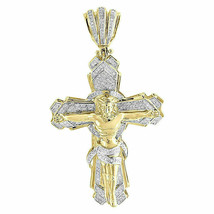 2.00 Ct Round Diamond Jesus Cross Crucifix Pendant Charm 14k Yellow Gold Over - £192.62 GBP