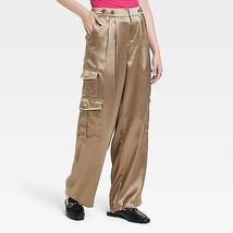 Women&#39;S High-Rise Satin Cargo Pants - Brown 2 - $33.99