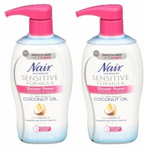 (2) Nair Hair Remover Sensitive Formula Shower Power Coconut Oil &amp; Vitam... - £20.89 GBP