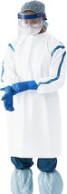 5 Disposable Isolation Gowns White SMS 35 gsm Frocks XL Body Protective Lab - £16.06 GBP