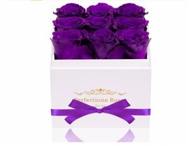 Perfectione Roses Preserved Flowers in a Box, purple Roses Long-Lasting - £54.29 GBP
