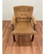 Nice Wood And Tan Fabric Armchair - $74.25