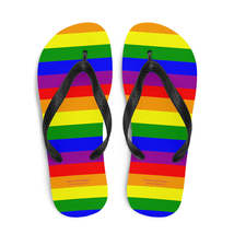 Autumn LeAnn Designs® | Adult Flip Flops Shoes, Stripes, Rainbow - $25.00