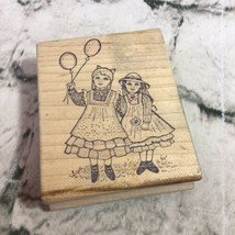 Great Impressions Girls With Balloons Large 4&quot;X3&quot;  Rubber Stamp  - $6.92