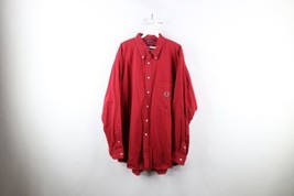 Vtg 90s Nautica Mens XL Faded Spell Out Crest Baggy Collared Button Down Shirt - £33.28 GBP