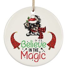 hdhshop24 Believe in Magic Christmas Chihuahua Dog Circle Ornament Gift ... - £15.49 GBP